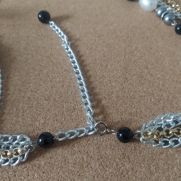 N1252 Long Layered Beaded Accent Chain Statement Necklaces - Picture 2 of 8